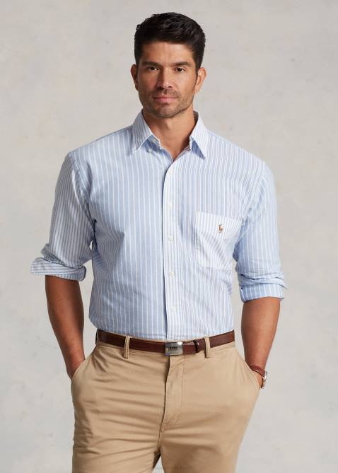 Men Ralph Lauren Striped Oxford Fun Shirt 4DJ21319 Blue Funshirt