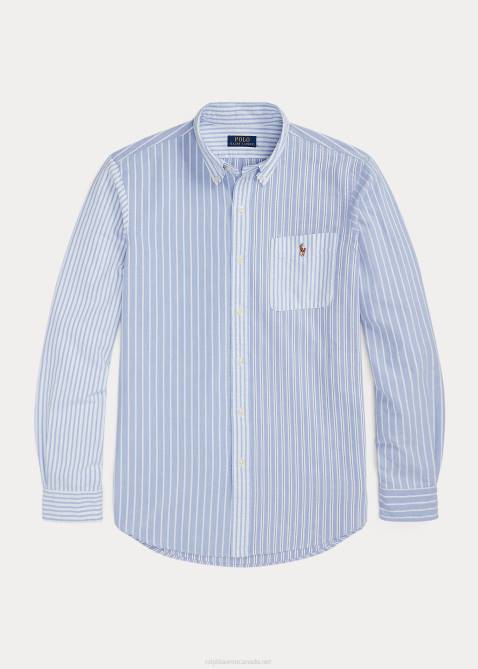 Men Ralph Lauren Striped Oxford Fun Shirt 4DJ21319 Blue Funshirt