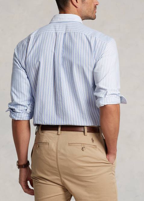 Men Ralph Lauren Striped Oxford Fun Shirt 4DJ21319 Blue Funshirt