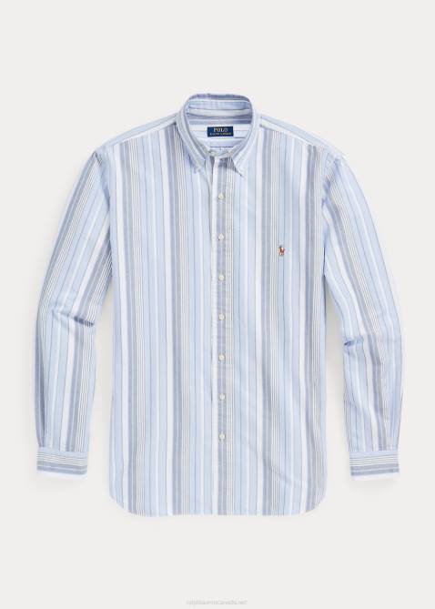 Men Ralph Lauren Striped Oxford Shirt 4DJ21570 5856 Blue Multi
