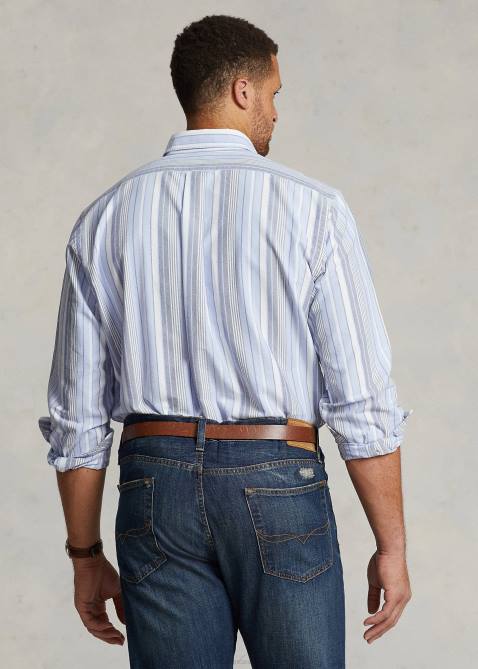 Men Ralph Lauren Striped Oxford Shirt 4DJ21570 5856 Blue Multi