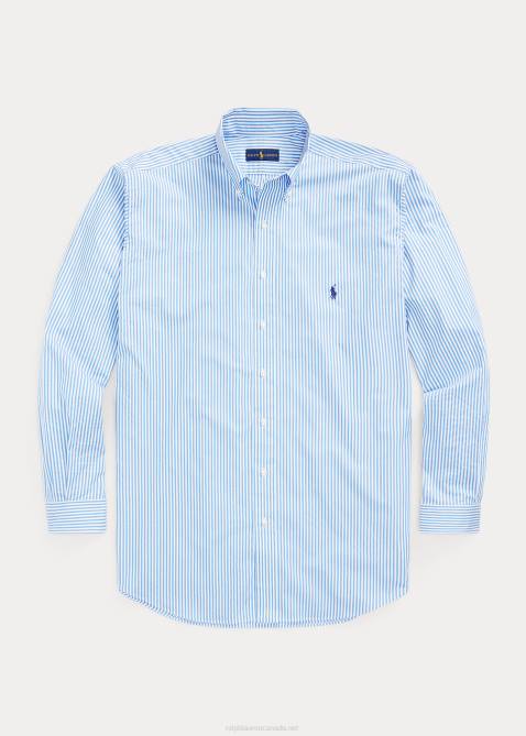 Men Ralph Lauren Striped Stretch Poplin Shirt 4DJ21627 4655h Light Blue/White