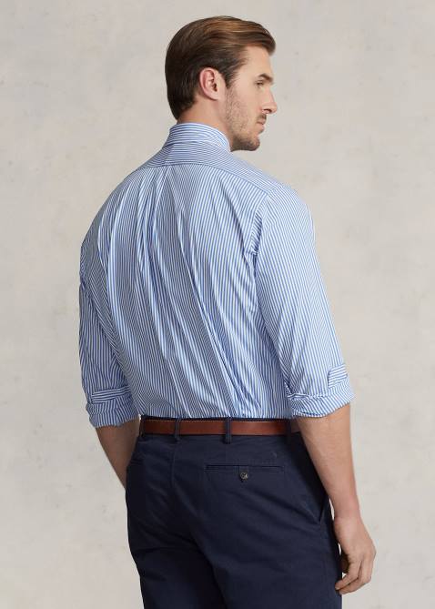 Men Ralph Lauren Striped Stretch Poplin Shirt 4DJ21627 4655h Light Blue/White