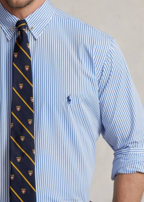 Men Ralph Lauren Striped Stretch Poplin Shirt 4DJ21627 4655h Light Blue/White