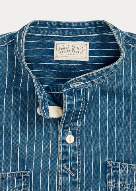 Men Ralph Lauren Striped Twill Workshirt 4DJ21767 Med Indigo