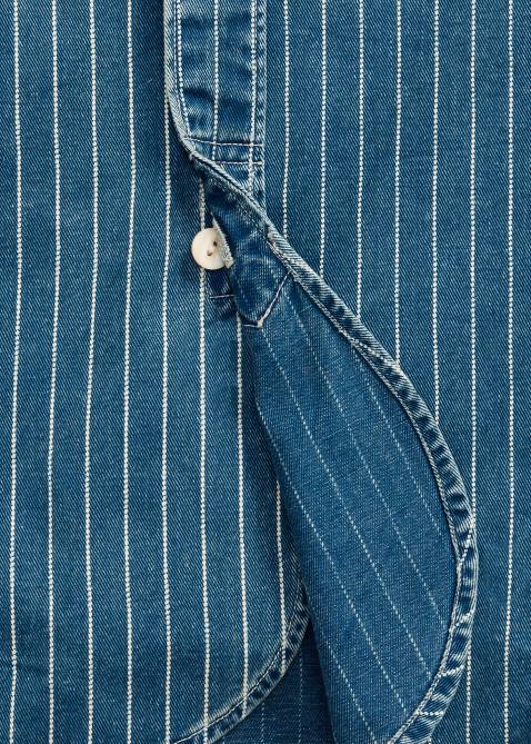 Men Ralph Lauren Striped Twill Workshirt 4DJ21767 Med Indigo