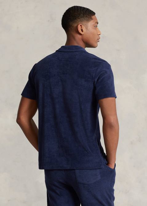 Men Ralph Lauren Terry Camp Shirt 4DJ2691 Newport Navy