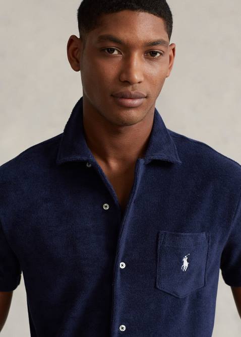 Men Ralph Lauren Terry Camp Shirt 4DJ2691 Newport Navy