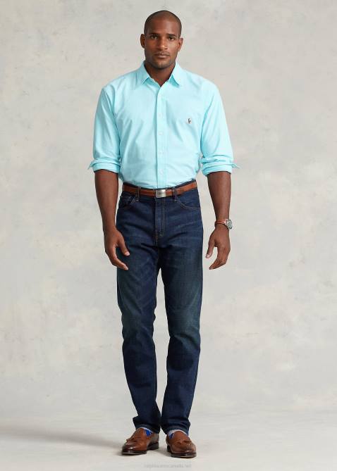 Men Ralph Lauren The Iconic Oxford Shirt 4DJ21434 Aegean Blue