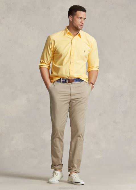 Men Ralph Lauren The Iconic Oxford Shirt 4DJ21438 Yellow Oxford