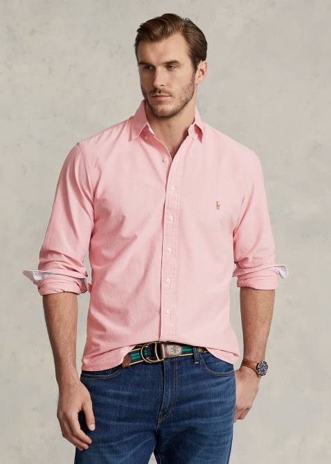 Men Ralph Lauren The Iconic Oxford Shirt 4DJ21439 Sunrise Red