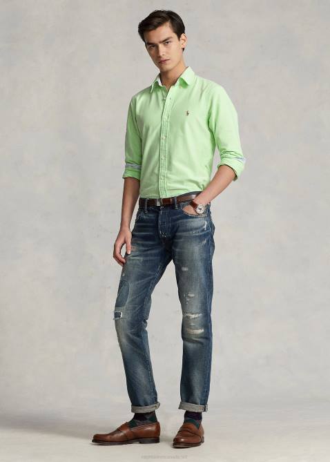 Men Ralph Lauren The Iconic Oxford Shirt-All Fits 4DJ28372 Oasis Green