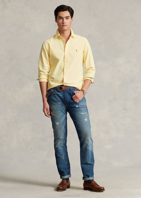 Men Ralph Lauren The Iconic Oxford Shirt-All Fits 4DJ28373 Yellow Oxford
