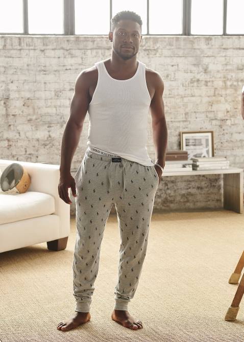 Men Ralph Lauren Allover Pony Cotton Sleep Jogger 4DJ2610 Andover Heather/Navy