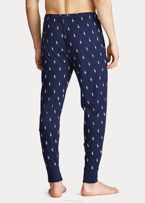 Men Ralph Lauren Allover Pony Cotton Sleep Jogger 4DJ2611 Cruise Navy/Nevis