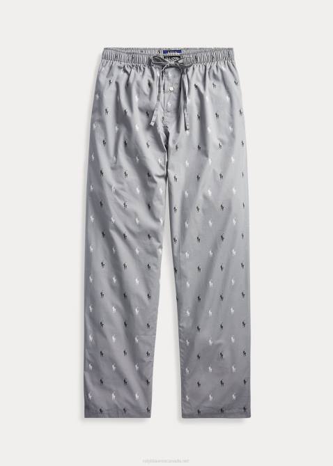Men Ralph Lauren Allover Pony Pajama Pant 4DJ21129 Museum Grey/Black