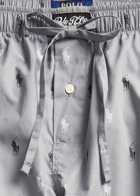 Men Ralph Lauren Allover Pony Pajama Pant 4DJ21129 Museum Grey/Black