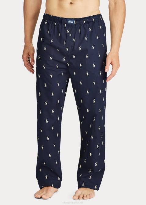 Men Ralph Lauren Allover Pony Sleep Pant 4DJ21676 Navy/White