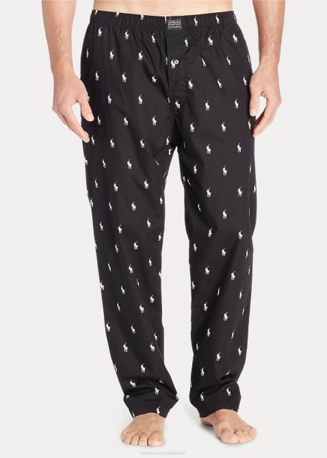 Men Ralph Lauren Allover Pony Sleep Pant 4DJ21677 Black/White