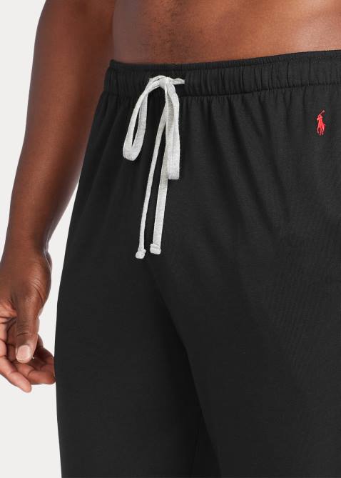 Men Ralph Lauren Cotton-Blend-Jersey Pajama Pant 4DJ2229 Black/Andover Heather/Red