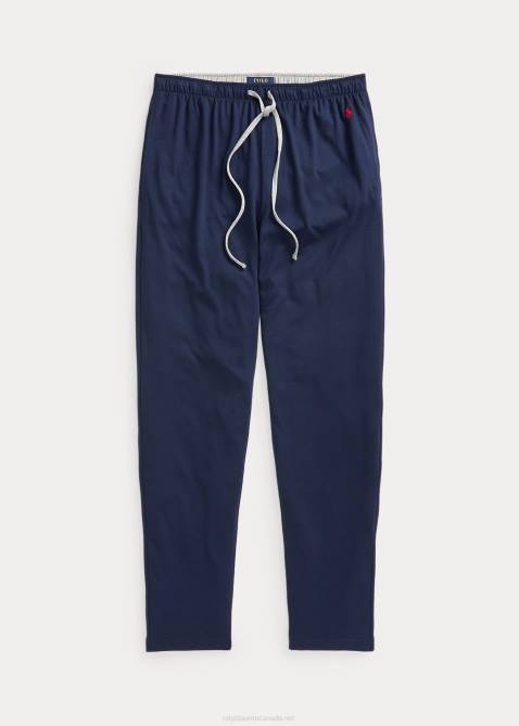 Men Ralph Lauren Cotton-Blend-Jersey Pajama Pant 4DJ2230 Navy/Andover Heather/Red