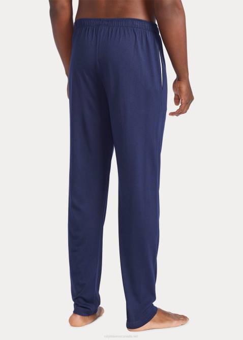 Men Ralph Lauren Cotton-Blend-Jersey Pajama Pant 4DJ2230 Navy/Andover Heather/Red
