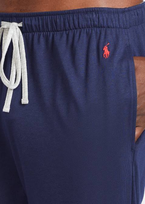 Men Ralph Lauren Cotton-Blend-Jersey Pajama Pant 4DJ2230 Navy/Andover Heather/Red