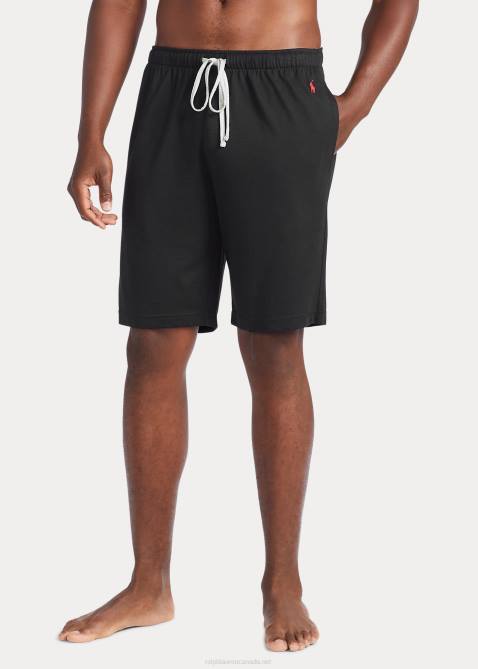 Men Ralph Lauren Cotton-Blend-Jersey Pajama Short 4DJ2217 Black/Andover Heather/Red
