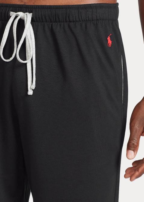 Men Ralph Lauren Cotton-Blend-Jersey Pajama Short 4DJ2217 Black/Andover Heather/Red