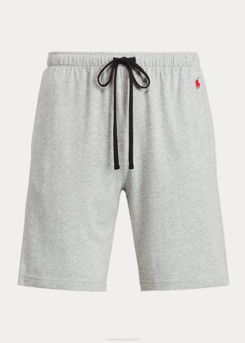 Men Ralph Lauren Cotton-Blend-Jersey Pajama Short 4DJ2218 Andover Heather/Black/Red