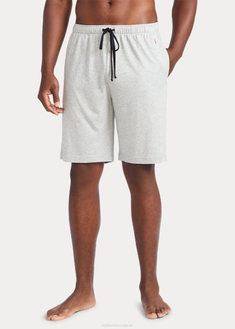 Men Ralph Lauren Cotton-Blend-Jersey Pajama Short 4DJ2218 Andover Heather/Black/Red