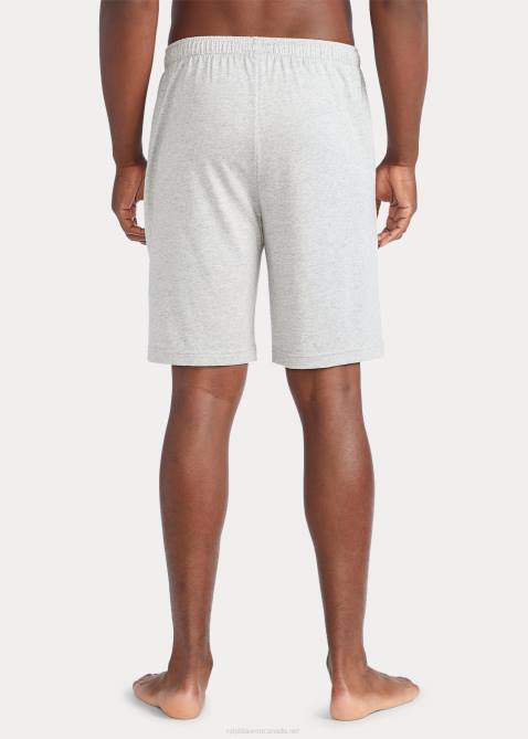 Men Ralph Lauren Cotton-Blend-Jersey Pajama Short 4DJ2218 Andover Heather/Black/Red