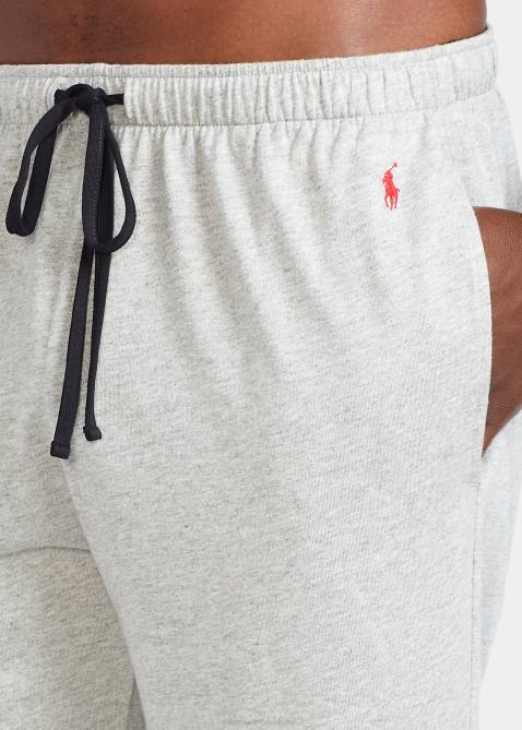 Men Ralph Lauren Cotton-Blend-Jersey Pajama Short 4DJ2218 Andover Heather/Black/Red