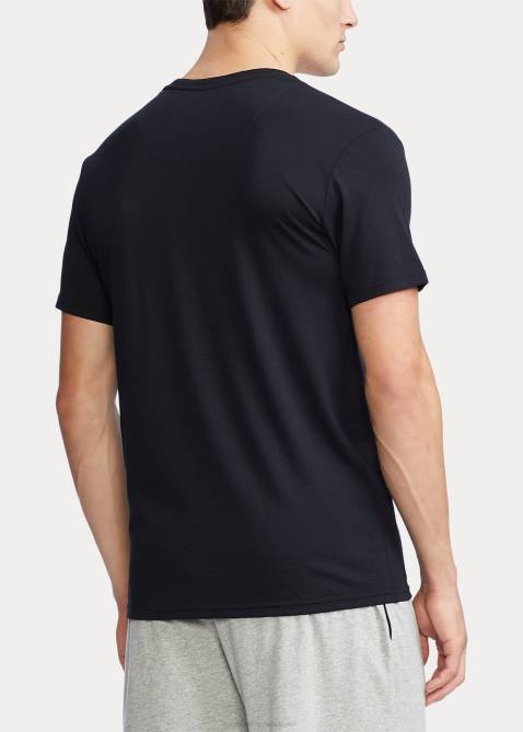 Men Ralph Lauren Cotton-Blend-Jersey Sleep Shirt 4DJ2231 Black/Andover Heather/Red