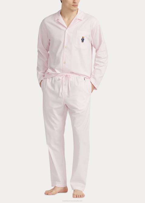 Men Ralph Lauren Cotton Oxford Pajama Pant 4DJ28570 Pink Oxford/Cruise Navy