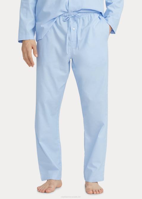 Men Ralph Lauren Cotton Oxford Pajama Pant 4DJ28571 Blue Oxford/Royal Navy