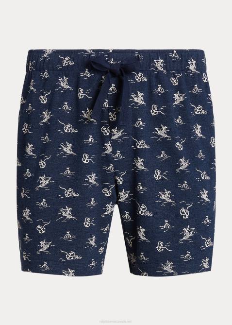 Men Ralph Lauren Knit Pique 6-Inch Sleep Short 4DJ28573 Vintage Anchor Print