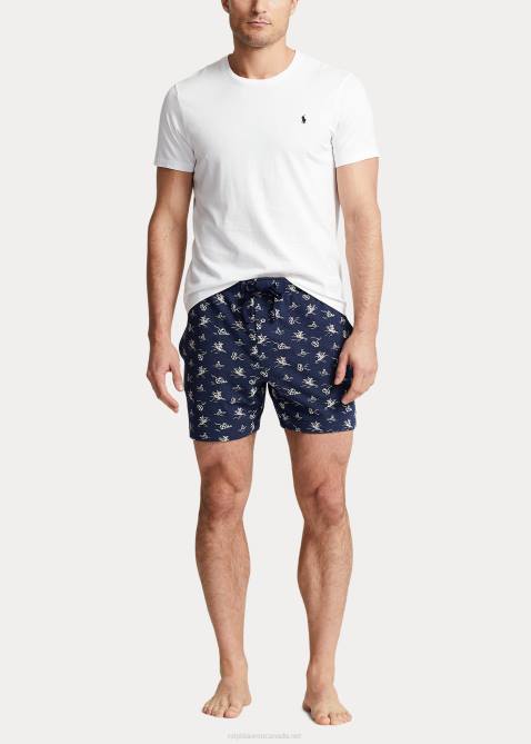 Men Ralph Lauren Knit Pique 6-Inch Sleep Short 4DJ28573 Vintage Anchor Print