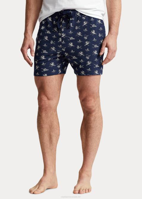 Men Ralph Lauren Knit Pique 6-Inch Sleep Short 4DJ28573 Vintage Anchor Print