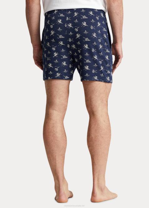 Men Ralph Lauren Knit Pique 6-Inch Sleep Short 4DJ28573 Vintage Anchor Print