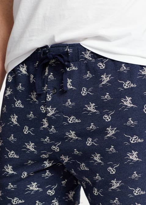 Men Ralph Lauren Knit Pique 6-Inch Sleep Short 4DJ28573 Vintage Anchor Print