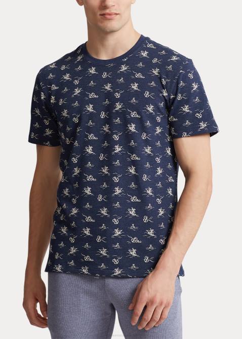 Men Ralph Lauren Knit Pique Sleep Shirt 4DJ2370 Vintage Anchor Print