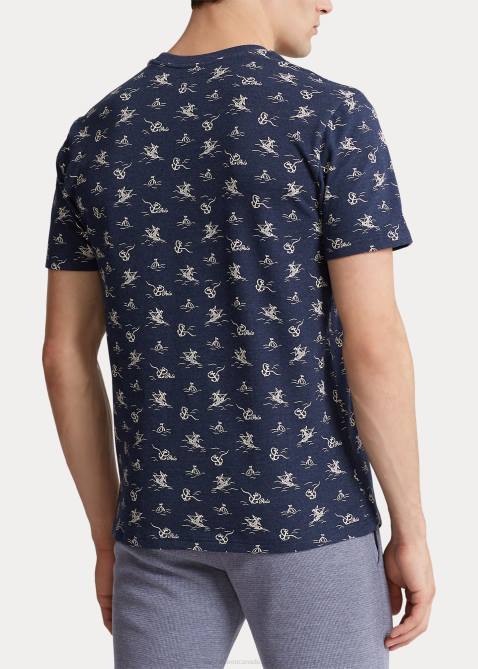 Men Ralph Lauren Knit Pique Sleep Shirt 4DJ2370 Vintage Anchor Print