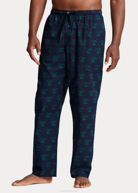 Men Ralph Lauren Logo-Print Pajama Pant 4DJ21101 Navy Print