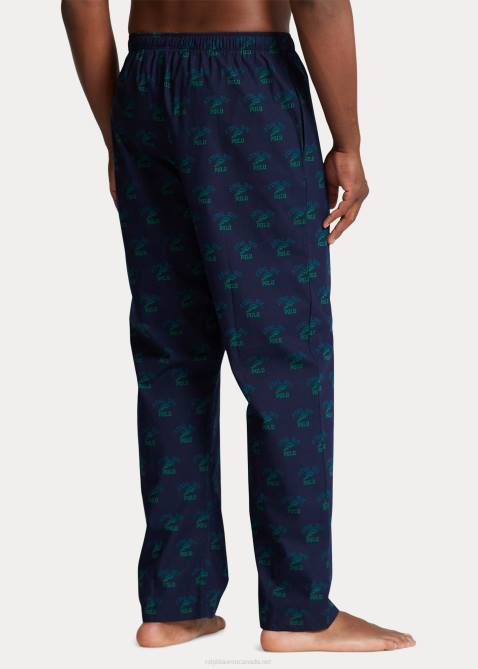 Men Ralph Lauren Logo-Print Pajama Pant 4DJ21101 Navy Print