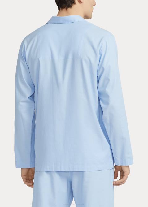 Men Ralph Lauren Polo Bear Cotton Oxford Pajama Shirt 4DJ2915 Blue Oxford