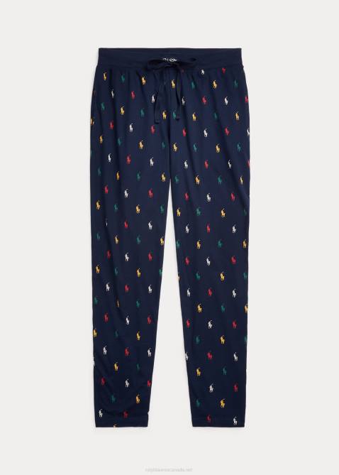 Men Ralph Lauren Signature Pony Jersey Pajama Pant 4DJ21051 Navy/Green/Red/Yellow