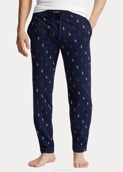 Men Ralph Lauren Signature Pony Jersey Pajama Pant 4DJ21051 Navy/Green/Red/Yellow