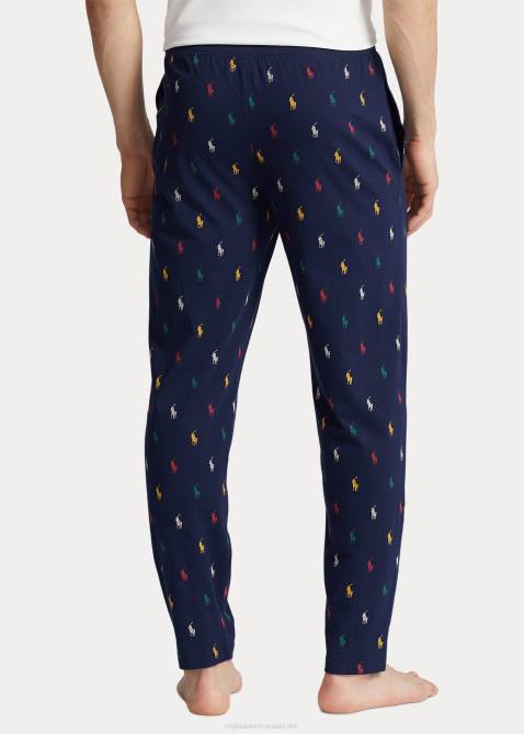 Men Ralph Lauren Signature Pony Jersey Pajama Pant 4DJ21051 Navy/Green/Red/Yellow