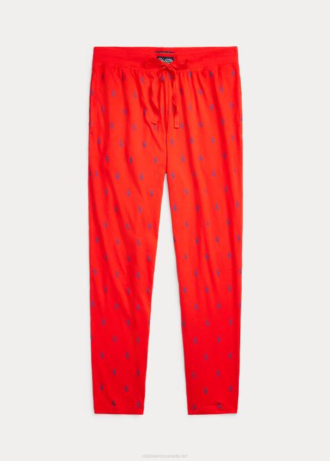 Men Ralph Lauren Signature Pony Jersey Pajama Pant 4DJ21052 Bright Poppy/Rugby Royal